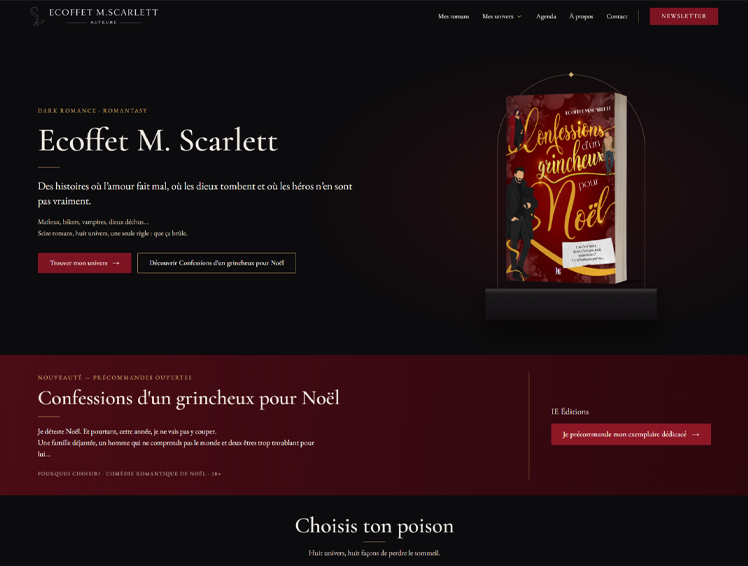 Site internet pour auteur | Projet Ecoffet M. Scarlett