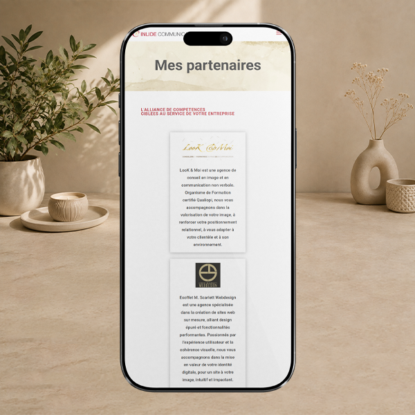 Page partenaires du site mobile d’Inlide Communication dans le Var