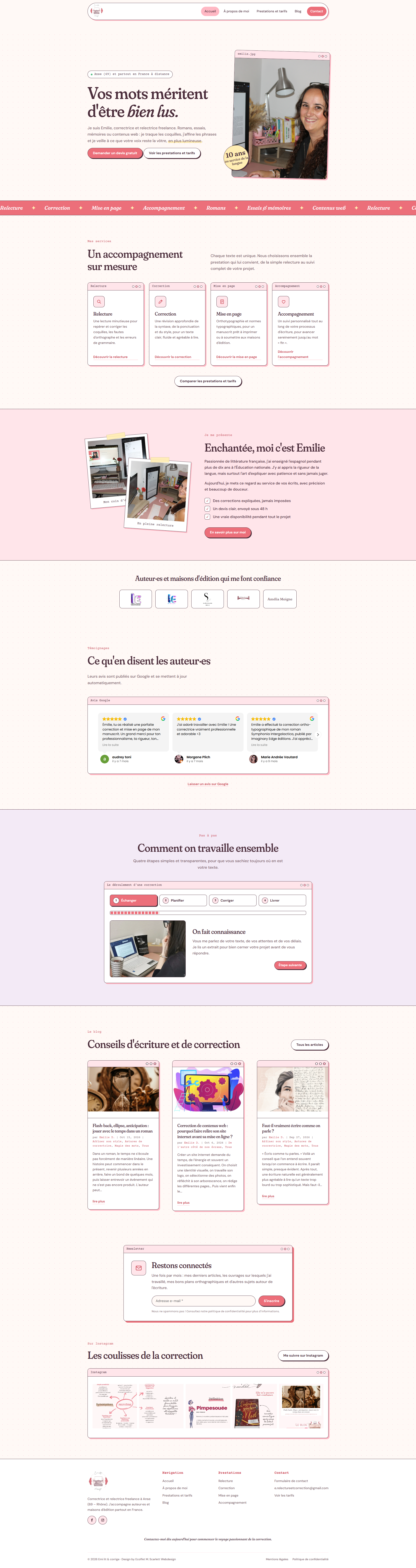 Refonte du site d’Emi lit & corrige, correctrice freelance