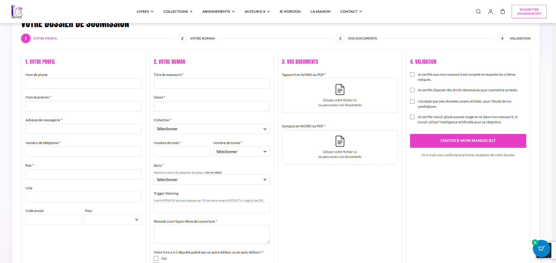Direction artistique du site IE Éditions
