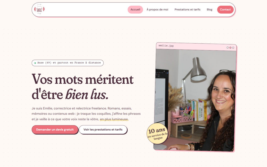 Création et refonte du site d&rsquo;Emi lit & corrige, correctrice freelance