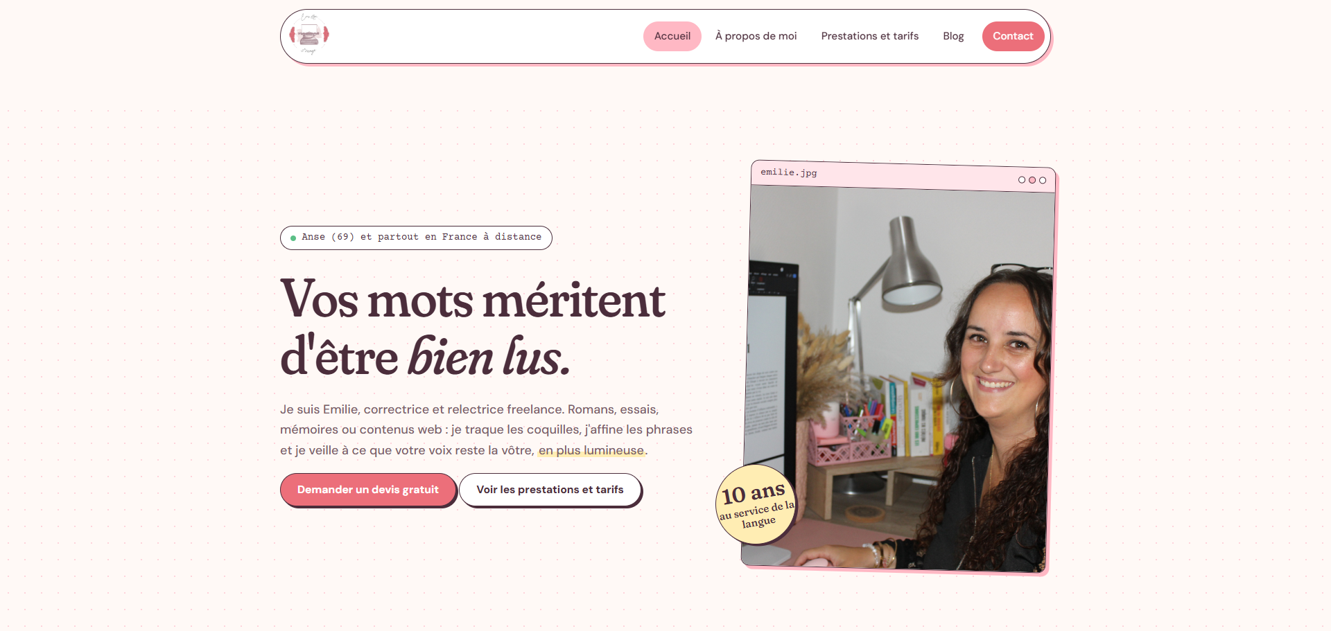 Création et refonte du site d&rsquo;Emi lit & corrige, correctrice freelance
